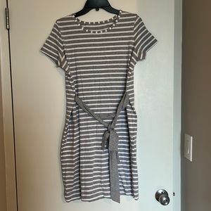 Gray and White Striped Barbour Rowlock Dress w/ Tie